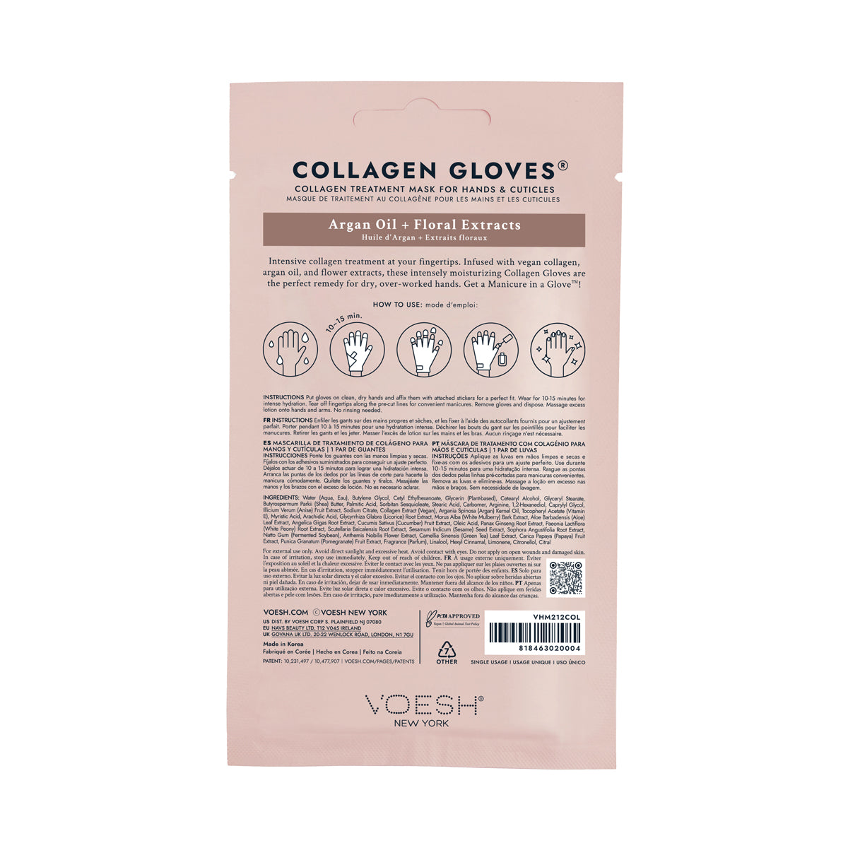VOESH Collagen Gloves with Argan Oil + Floral Extracts